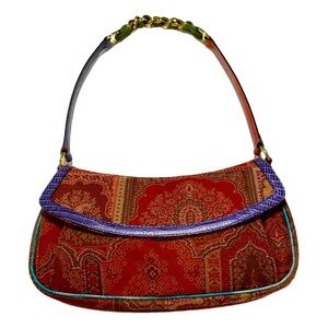 Etro Paisley Jacquard Cloth Mulitcolored Shoulder 90s VTG Handbag